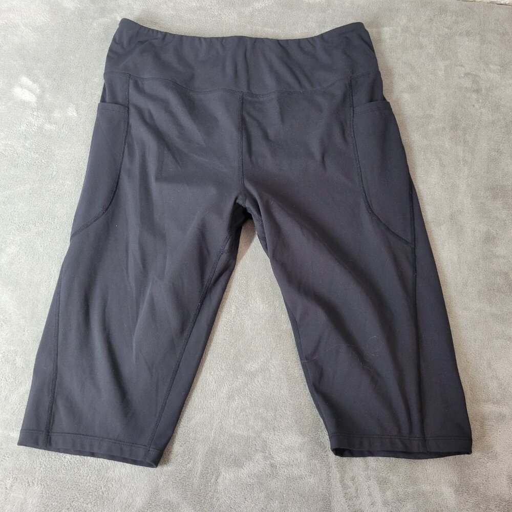 Baleaf Women's 2XL Plus Black Biker Shorts 14.5 Inseam Elastic Waist BLA144E
